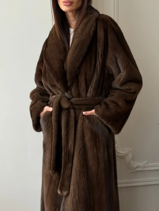 Норковое пальто - воротник шаль - фото 2