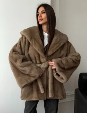 Норковая шуба пастель с капюшоном - фото 11