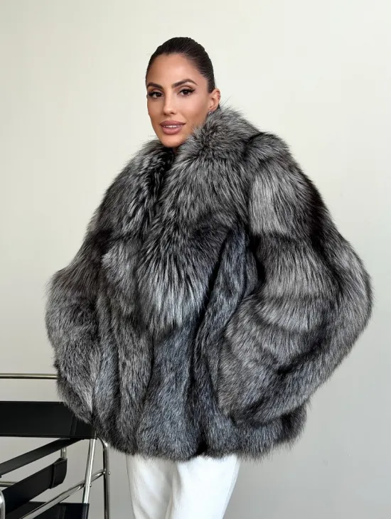 Шуба чернобурка - воротник шаль - фото 7