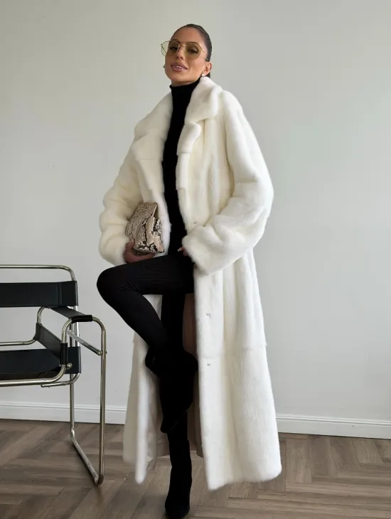Белая норковая шуба в пол - фото 7