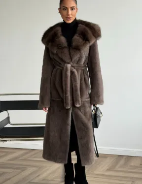 Шуба норковая длинная с капюшоном - фото 4