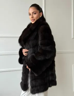 Шуба из куницы английский воротник - фото 10