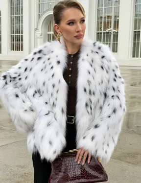 Шуба укороченная из арктической лисы под рысь - фото 0