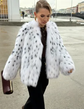 Шуба укороченная из арктической лисы под рысь - фото 12