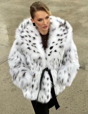 Шуба из лисьего меха под рысь с капюшоном - фото 8