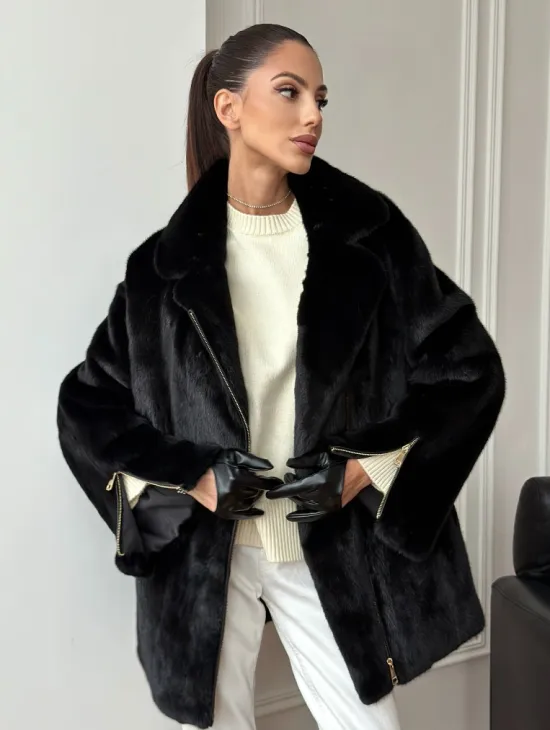 Черная норковая косуха - фото 0