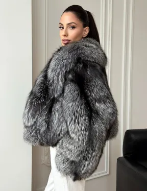 Кроп-шуба из чернобурой лисы - фото 0