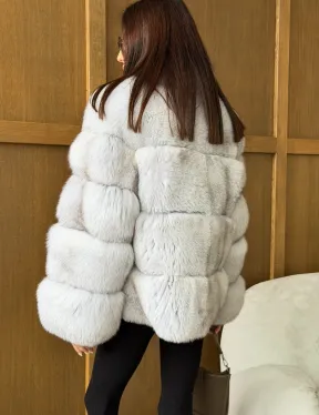 Шуба из натурального песца - стойка воротник - фото 3