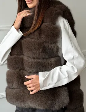 Меховая манишка под соболь из песца - фото 1