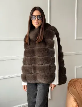 Меховая манишка под соболь из песца - фото 14