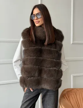 Меховая манишка под соболь из песца - фото 9