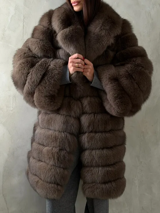 Шуба из песца под соболь - английский воротник - фото 4