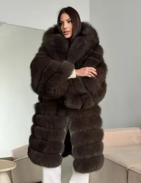 Шуба из песца с капюшоном - фото 11