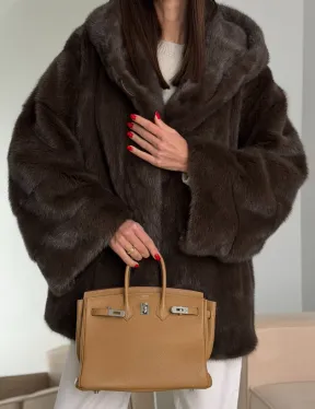 Зимняя норковая шуба с капюшоном - фото 4