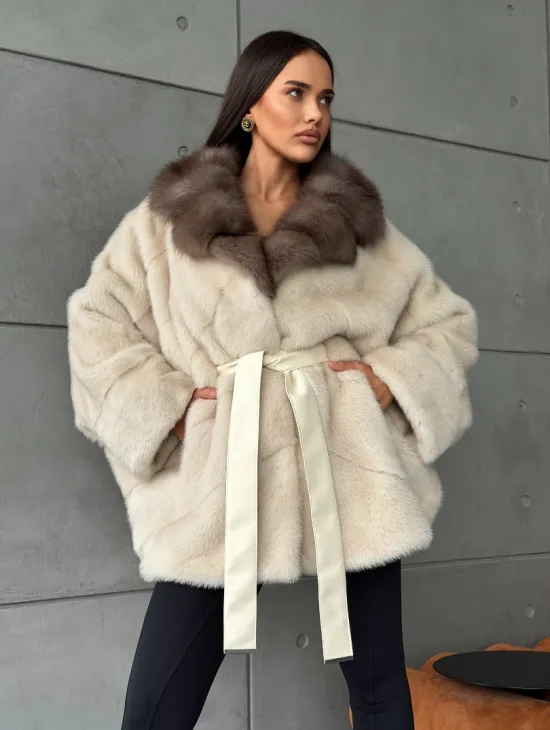 Норковая шуба - куртка с мехом куницы - фото 0
