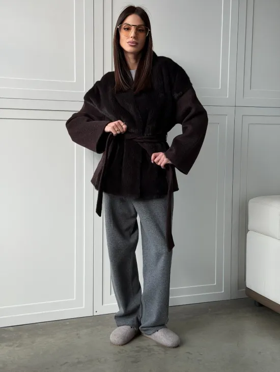 Женское полупальто с мехом норки - фото 8