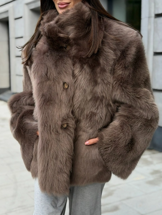 Дубленка из тосканы цвет taupe - фото 6