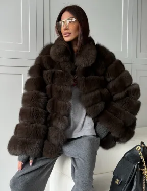 Шуба из натурального песца под соболь - фото 7