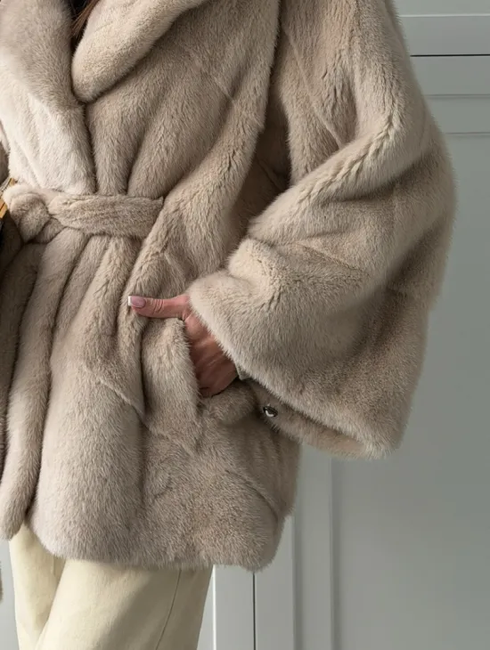 Зимняя норковая шуба фасона «летучая мышь» - фото 6