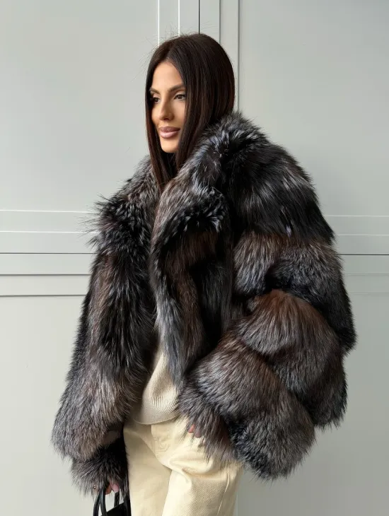 Шуба из меха блюфрост - воротник английский - фото 15