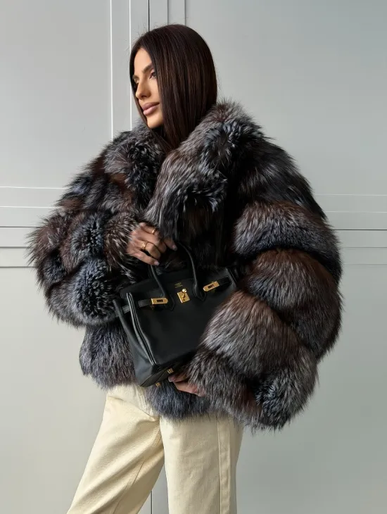 Шуба из меха блюфрост - воротник английский - фото 12