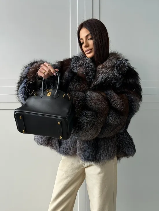 Шуба из меха блюфрост - воротник английский - фото 17