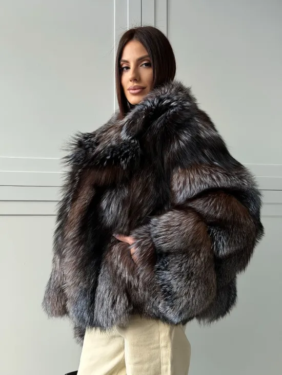 Шуба из меха блюфрост - воротник английский - фото 13