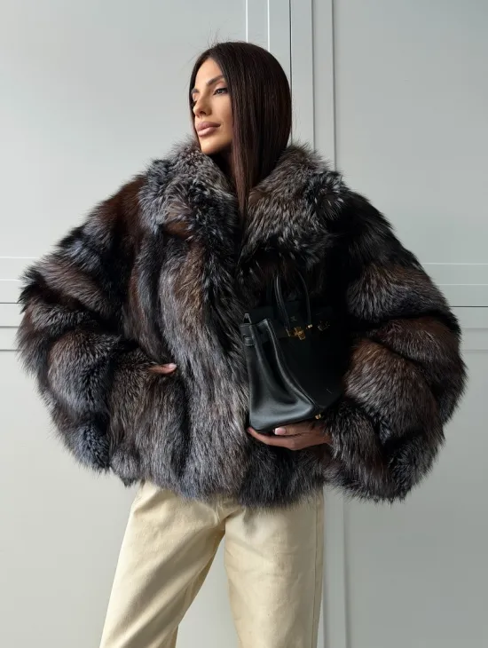 Шуба из меха блюфрост - воротник английский - фото 14