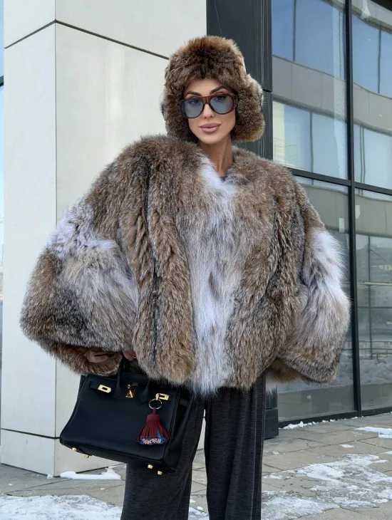 Шуба - летучка из меха рыси - фото 9