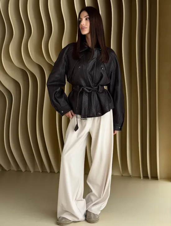 Коричневая кожаная куртка «Тренд - 2026» - фото 8