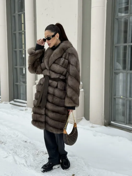 Шуба из меха соболя цвет Тортор  седина 1/2 - фото 6