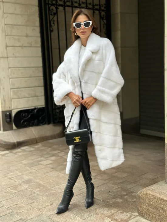 Белая шуба из мех норки NAFA - фото 2