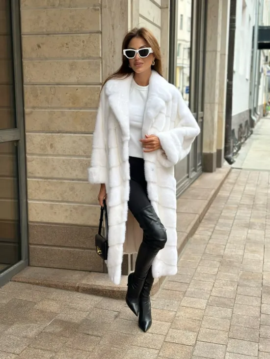 Белая шуба из мех норки NAFA - фото 1