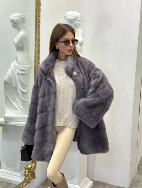 Шуба из норки стойка воротник - фото 6