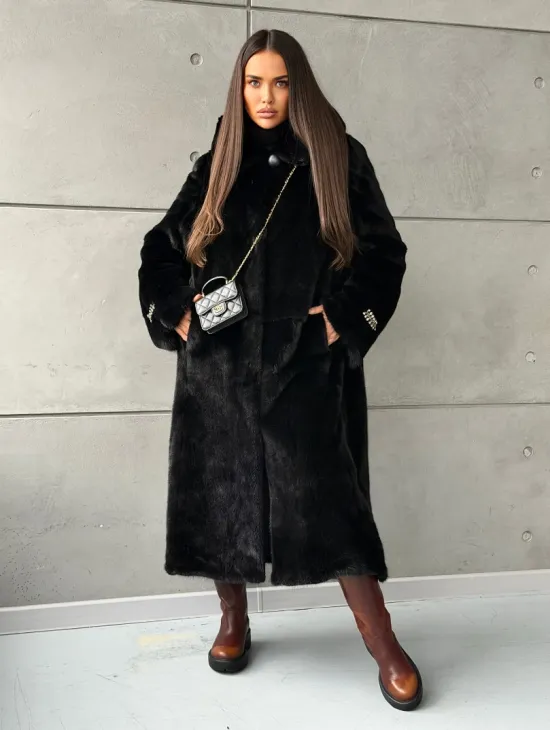 Шуба из норки Blackglama с капюшоном - фото 11