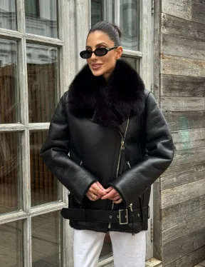 Дубленка из натуральной овчины с мехом песца - фото 13