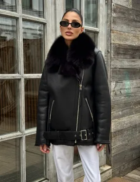 Дубленка из натуральной овчины с мехом песца - фото 9