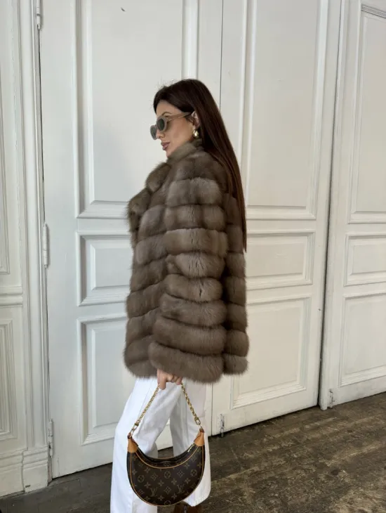 Шуба из куницы воротник английский - фото 9