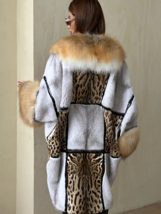 Комбинированная норковая шуба с мехом альпийской лисы - фото 1