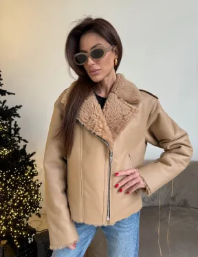 Дубленка - куртка со шнуровкой на спине - фото 4