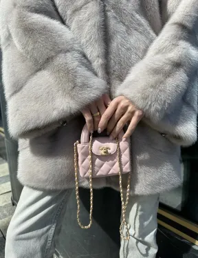 Норковая шуба в цвете нюд - фото 1